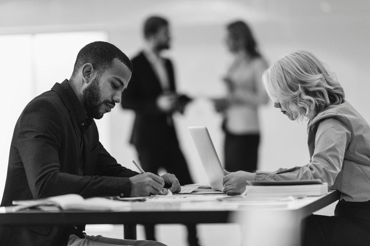People working in a modern office
